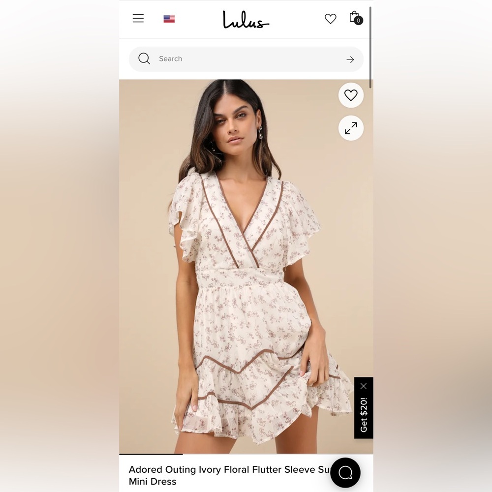 NWT Lulu’s Floral Ruffle Dress with Brown Accents